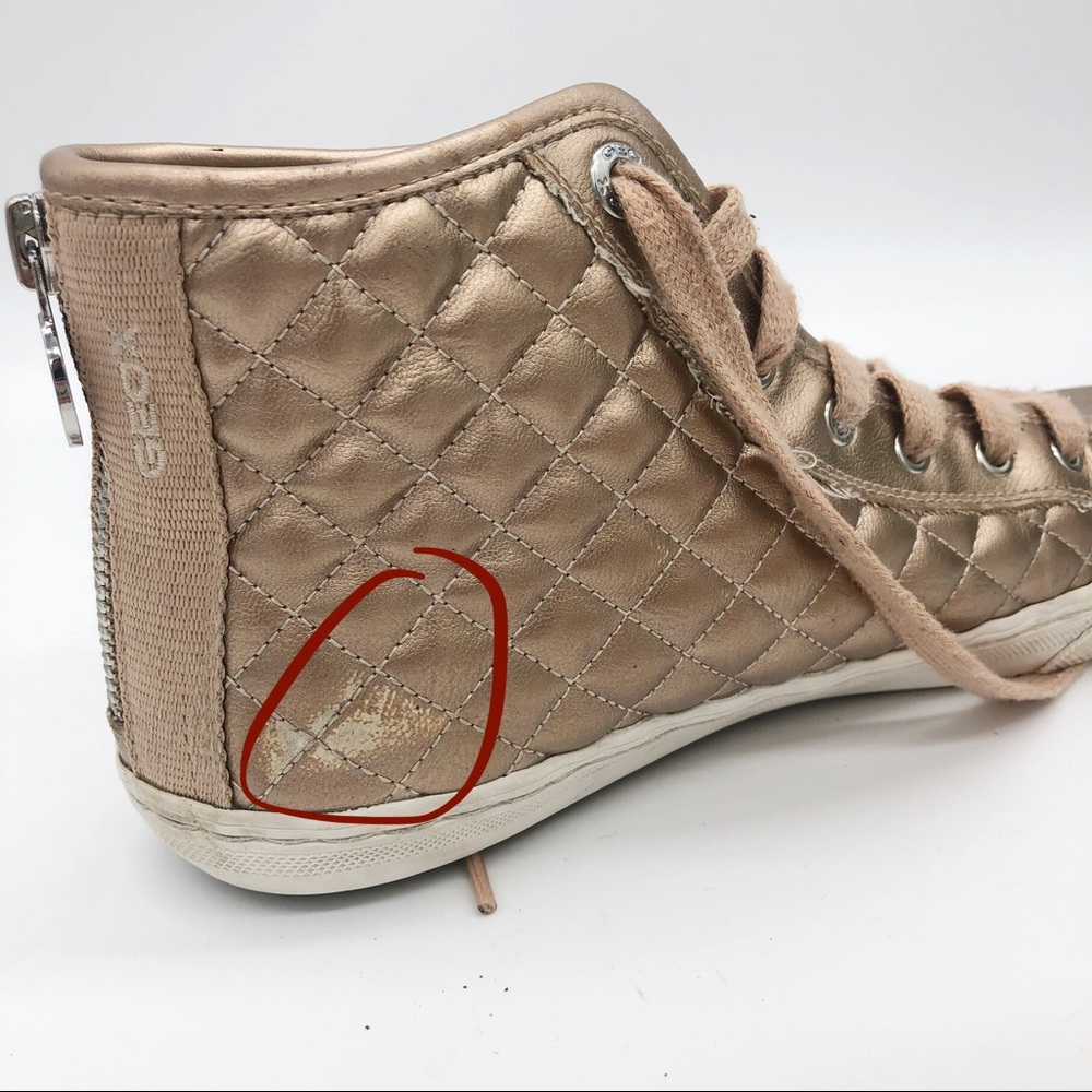 GEOX New Club Quilted High Top Sneakers Rose Gold - Picture 13 of 14